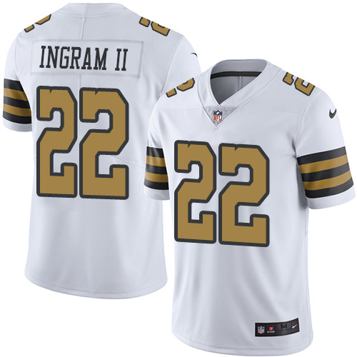 Nike Saints #22 Mark Ingram II White Men's Stitched NFL Limited Rush Jersey
